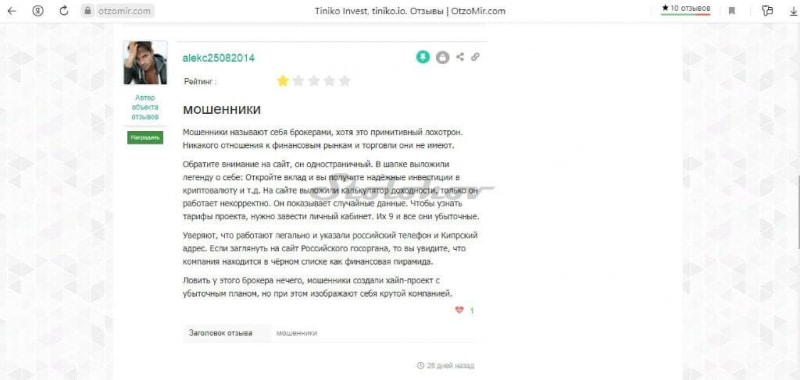 Отзывы о компании Tiniko Invest: проверка сайта и вывод денег с блокчейна
