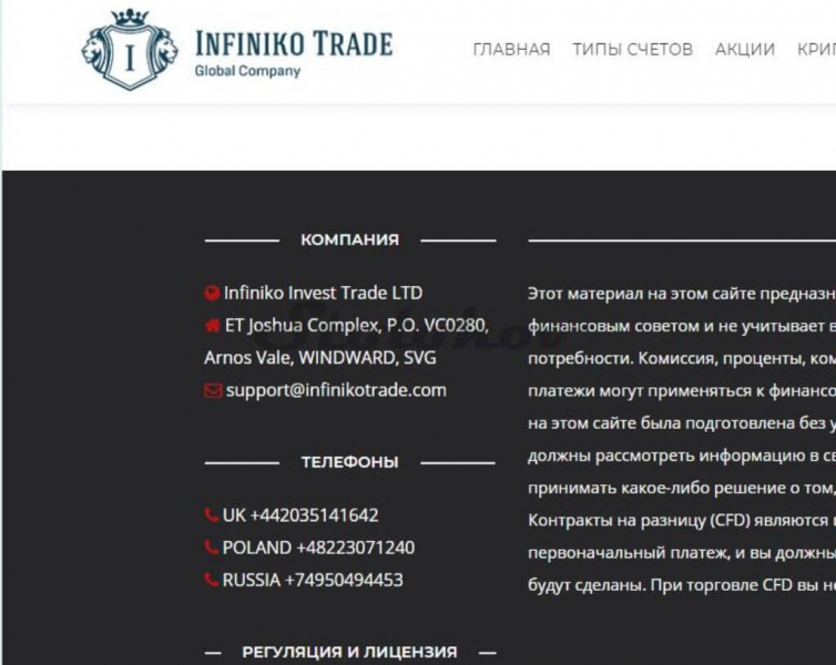 Отзыв о Infiniko Trade: очередной мошенник под видом реального брокера