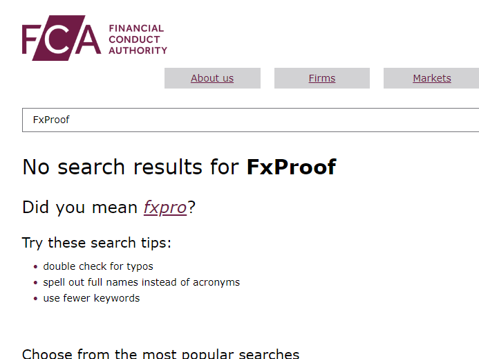 FxProof Ltd – свежий липовый брокер уже в деле