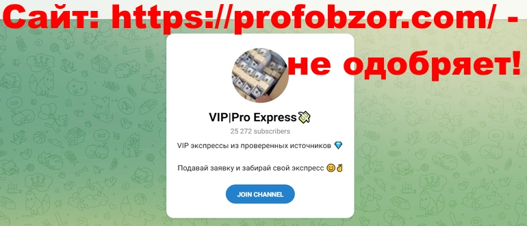 Vip pro express отзывы о телеграм канале