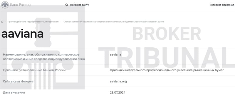 Aaviana — псевдоброкер, который не говорит ни слова правды